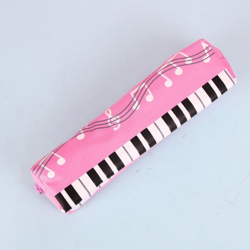 Creative Novelty Student Pencil Case Square Single Layer Oxford Cloth Pen Bag For Girls Boy Musical Note Piano Stationery