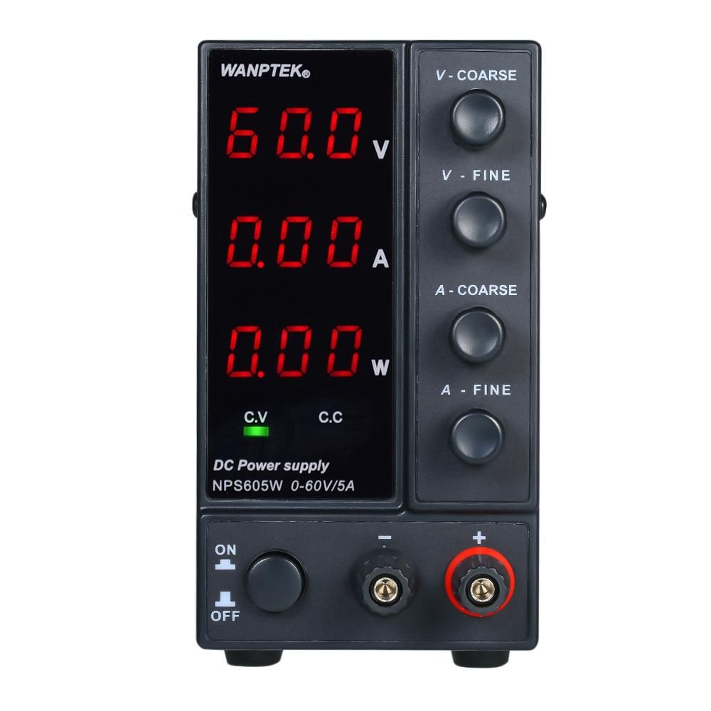 wanptek NPS605W 0-60V 0-5A Switching DC Power Supply 3 Digits Display LED High Precision Adjustable Mini Power Supply AC 115V/230V 50/60Hz Voltage & Current Regulated Dual Output
