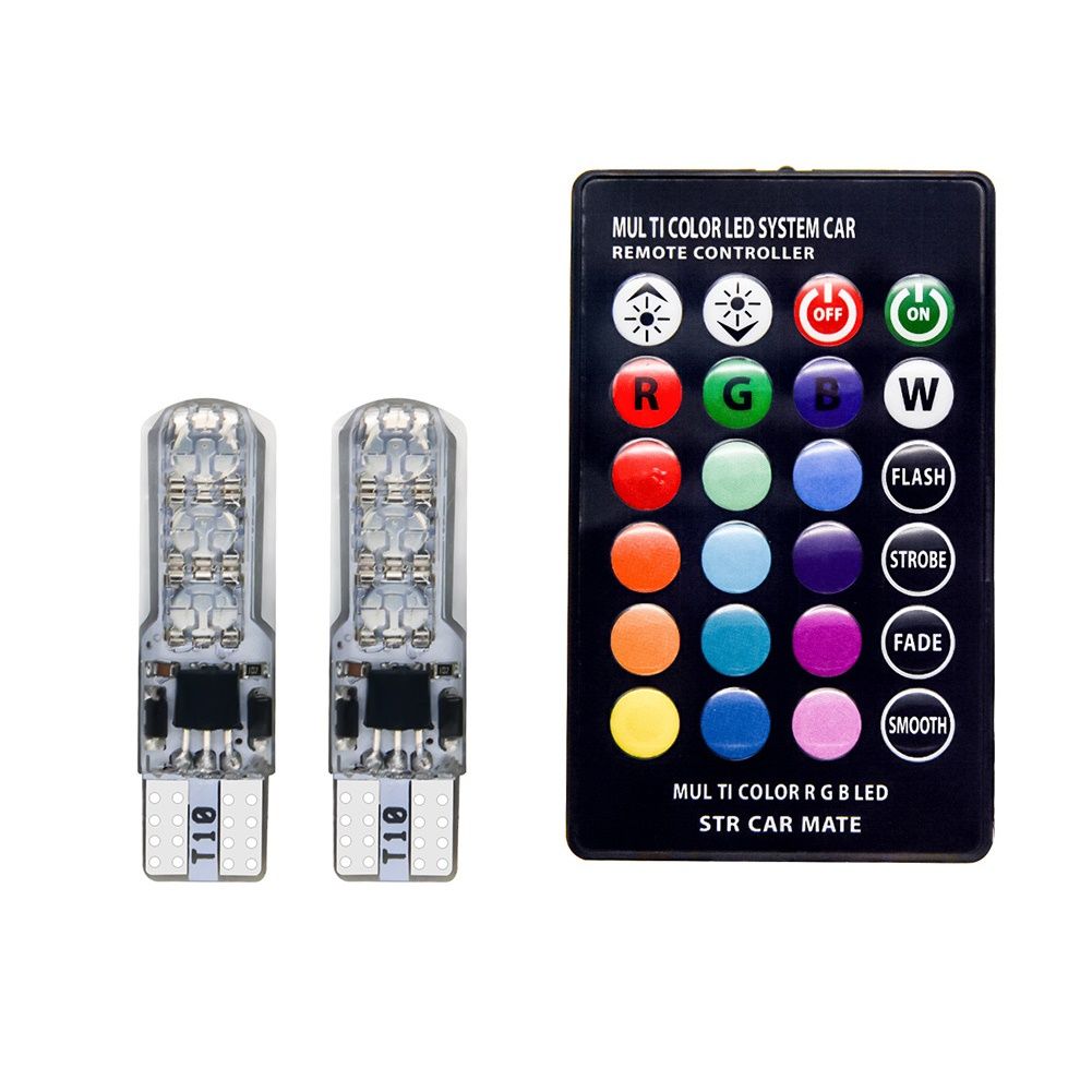 2Pcs T10 W5W 5050 6SMD RGB LED Car Wedge Light Lamp Bulbs-