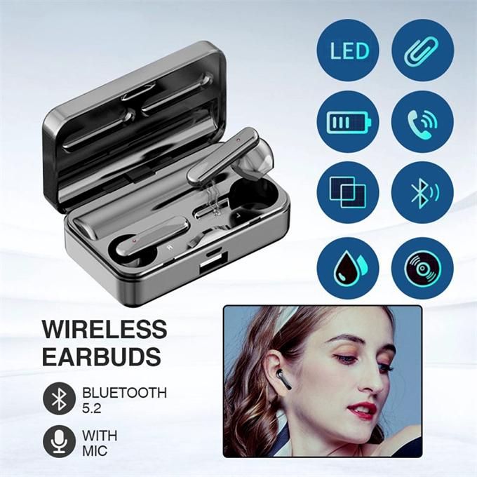 S20 Black Bluetooth HIFI Headphones Stereo Fingerprint Touch Earbuds