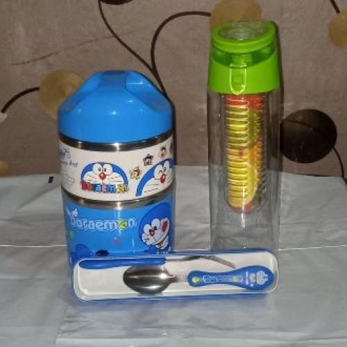 Boy Character Children Lunch Set (Double Flask/Bottle+Free Cutlery)