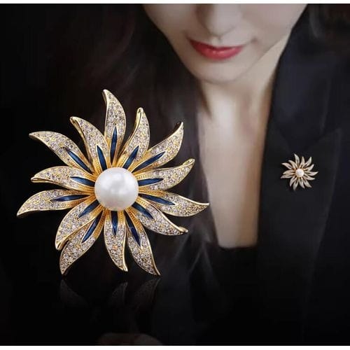Ladies Rhinestone Broach - Brooch Pin Bouquet - Sunflower