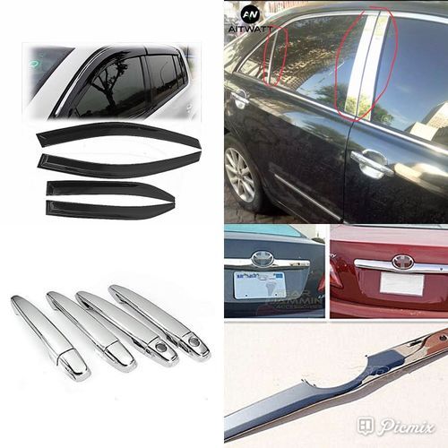 4 In 1 Camry 2007-2011 Sunshade, Door Pillar, Silver Door Handle Cover, Booth Chrome