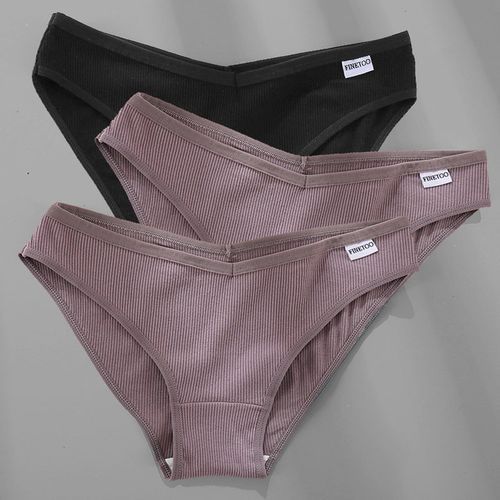 M_4XL Cotton Panties Female Underpants Sexy Panties For Women Briefs Underwear Plus Size Pantys Lingerie 3PCS/Set 6 Solid Color(#Set 17)