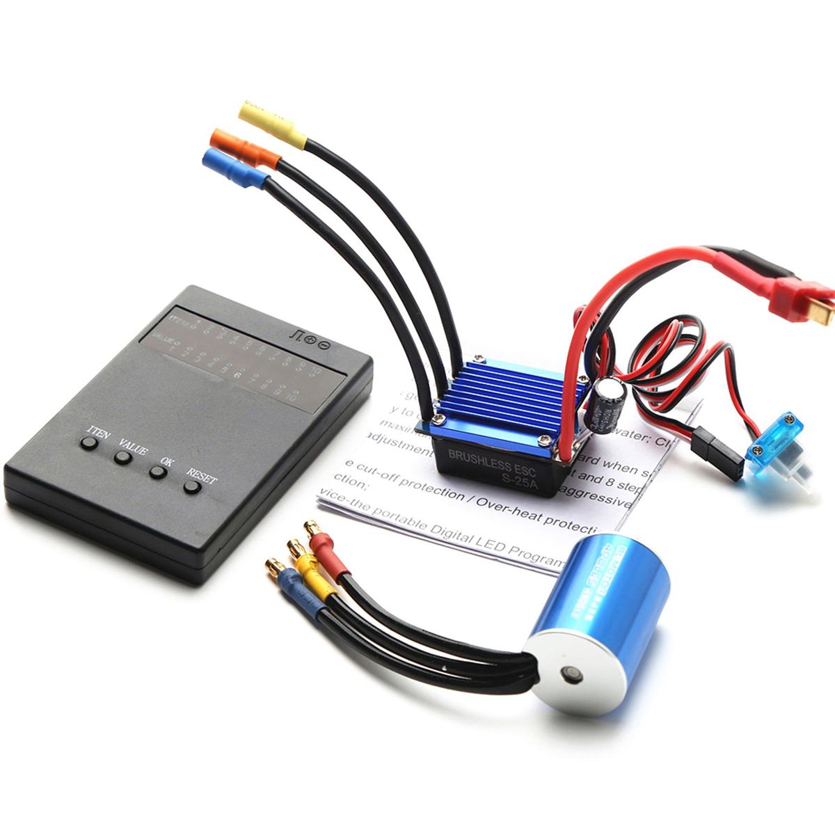 2435 4800KV Brushless Motor and 25A ESC Programming Card Replacement for HSP Wltoys 1/16 1/18 Remote Control Truck Car