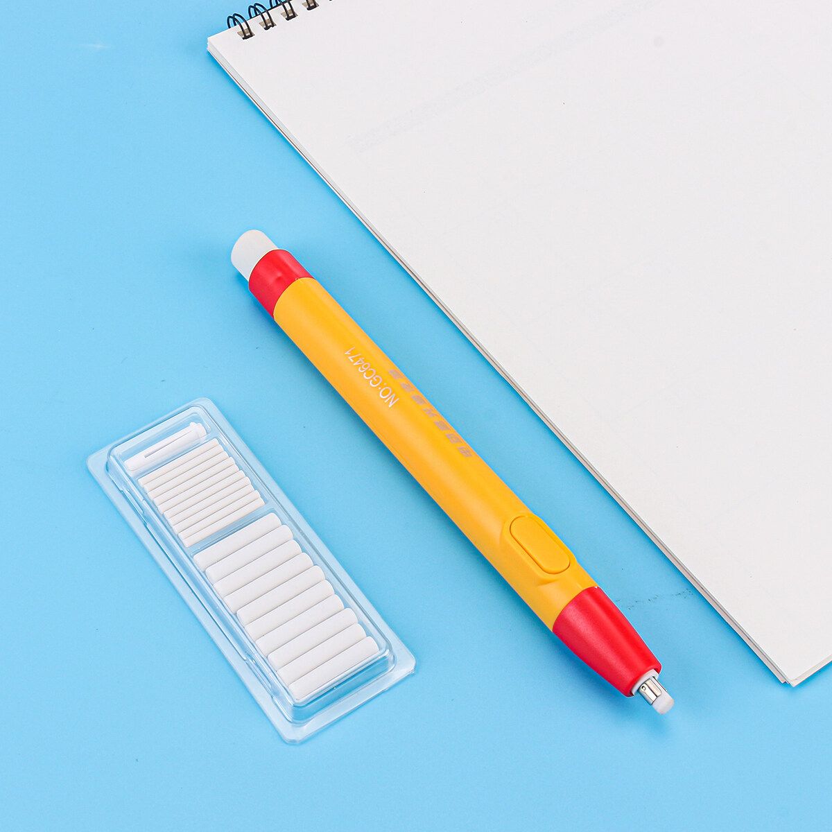 Electric Pencil Eraser Kit With 24Pcs Rubber Refills Highlight Sketch Yellow
