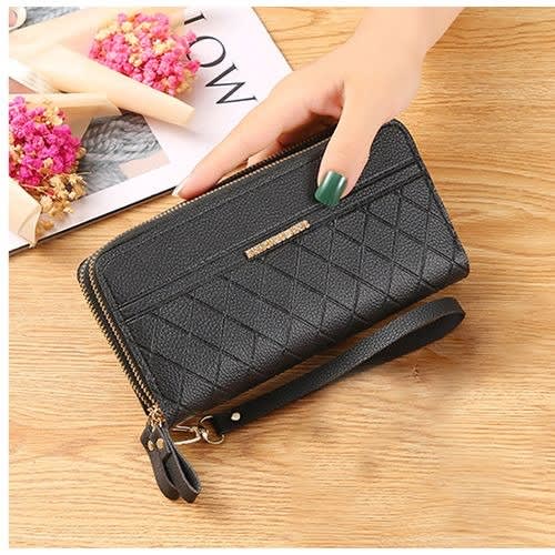 Women's Double Zipper Wallet Purse - Black