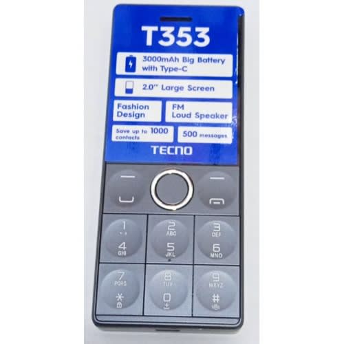 T353- 2.0 Display  4MB RAM and 4MB ROM - Fm Loud Speaker -Torch -3000mAh - Black