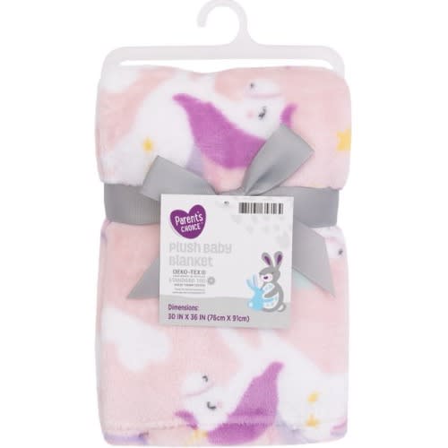 Plush Baby Blanket - Pink Unicorn - 30x36inches