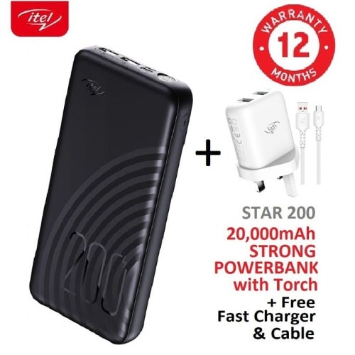 Fast Charging Bright Torch Power Bank + Free Fast Charger - 20000mAh