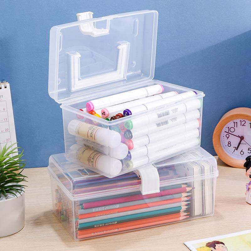 Children's Student Pen Holder Desktop Storage Box Pencil Watercolor Pen Marker Pen Color Lead Crayon Sketch Bag Portable Finishing