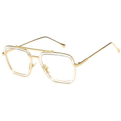 Square Sunglasses Fashion Mens Anti-UV Gold Frame Optical Glasses