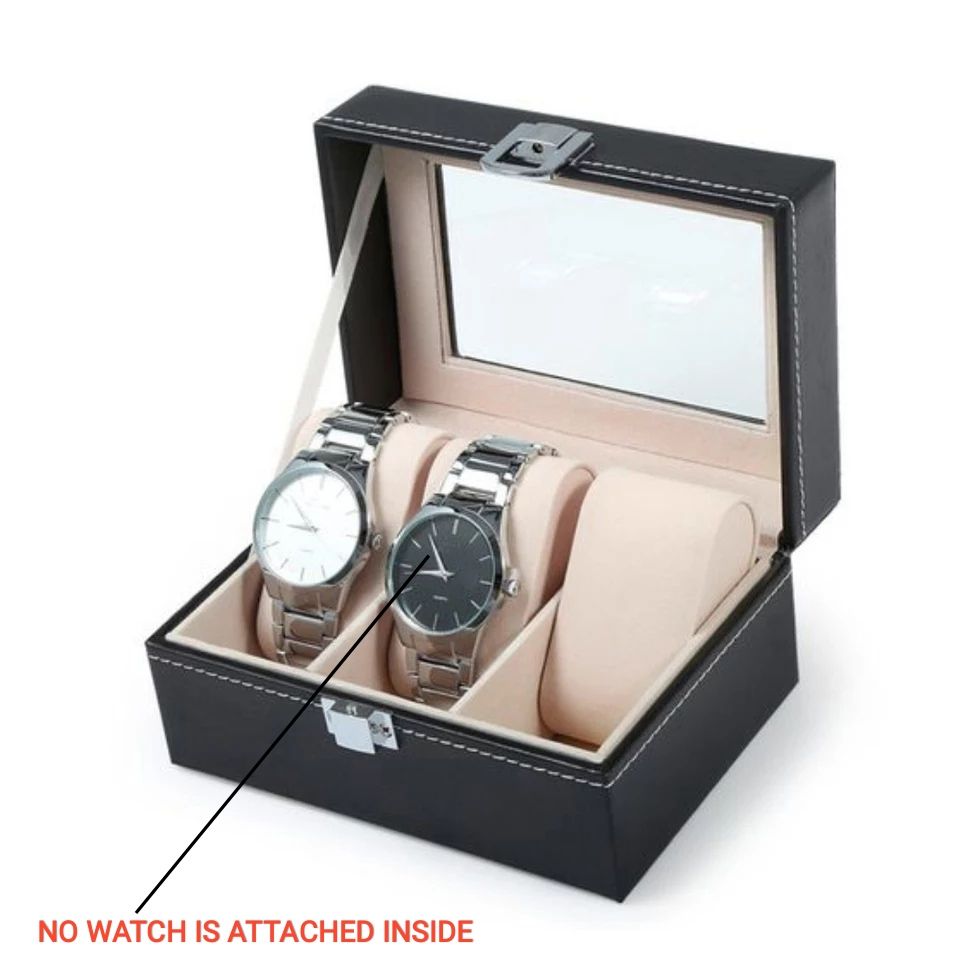 3 Grid Leather Watch Box Display Case Organizer