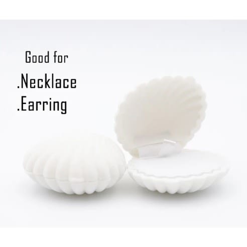 Seashell Shaped Velvet Jewelry Box - White