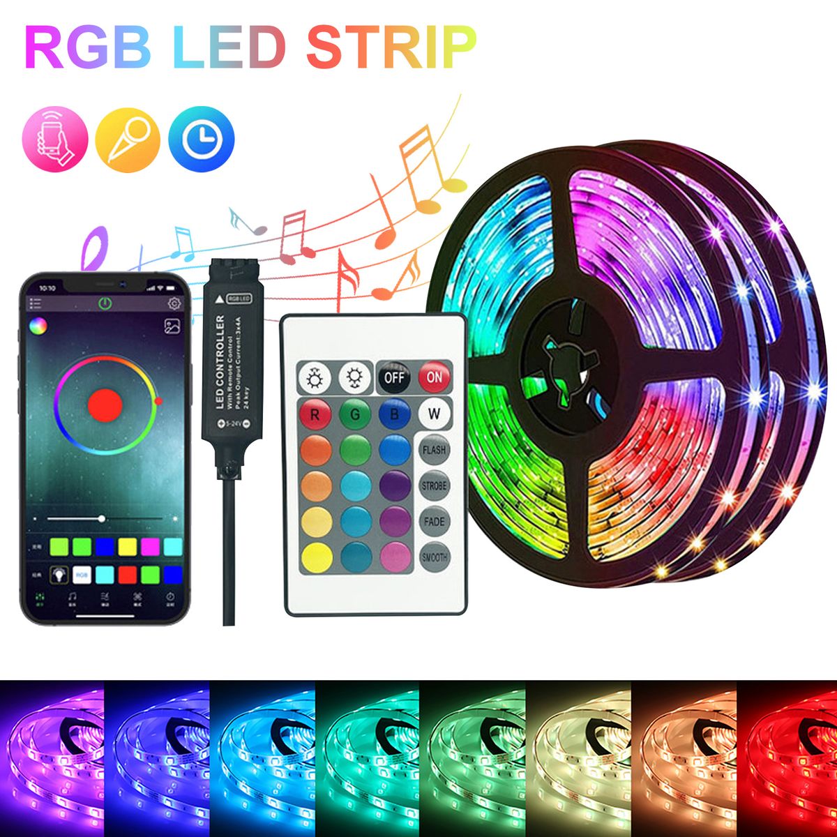 LED Strip Light RGB 5V APP Remote Control For Party - 10M