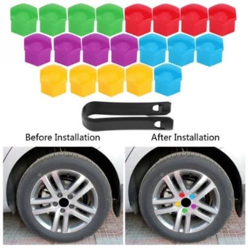 19mm Car Wheel Nut Protection Cover Multicolour- 20pcs
