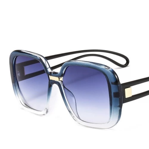 Ladies Fashion Blue Oversize Square Gradient Sunglasses