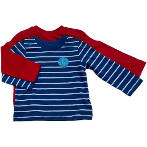 Boys Plain & Stripy T-shirts - 2 Pcs