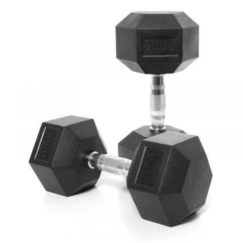 20kg Rubber Hex Dumbbell