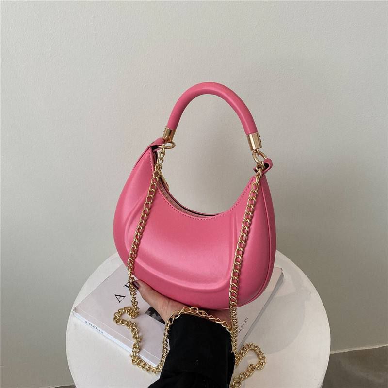 Fashionable Ladies Mini Hobo Baguette Luxury Hand Bag--PINK
