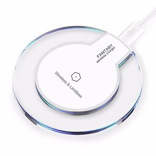 New Wireless Charger Crystal Round Charging Pad With Receiver For Iphone Samsung-Clear White