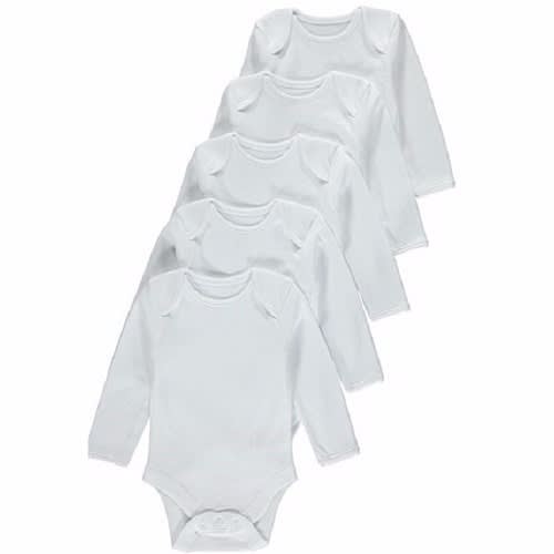Set of 5 Long Sleeve Baby Bodysuit - Unisex