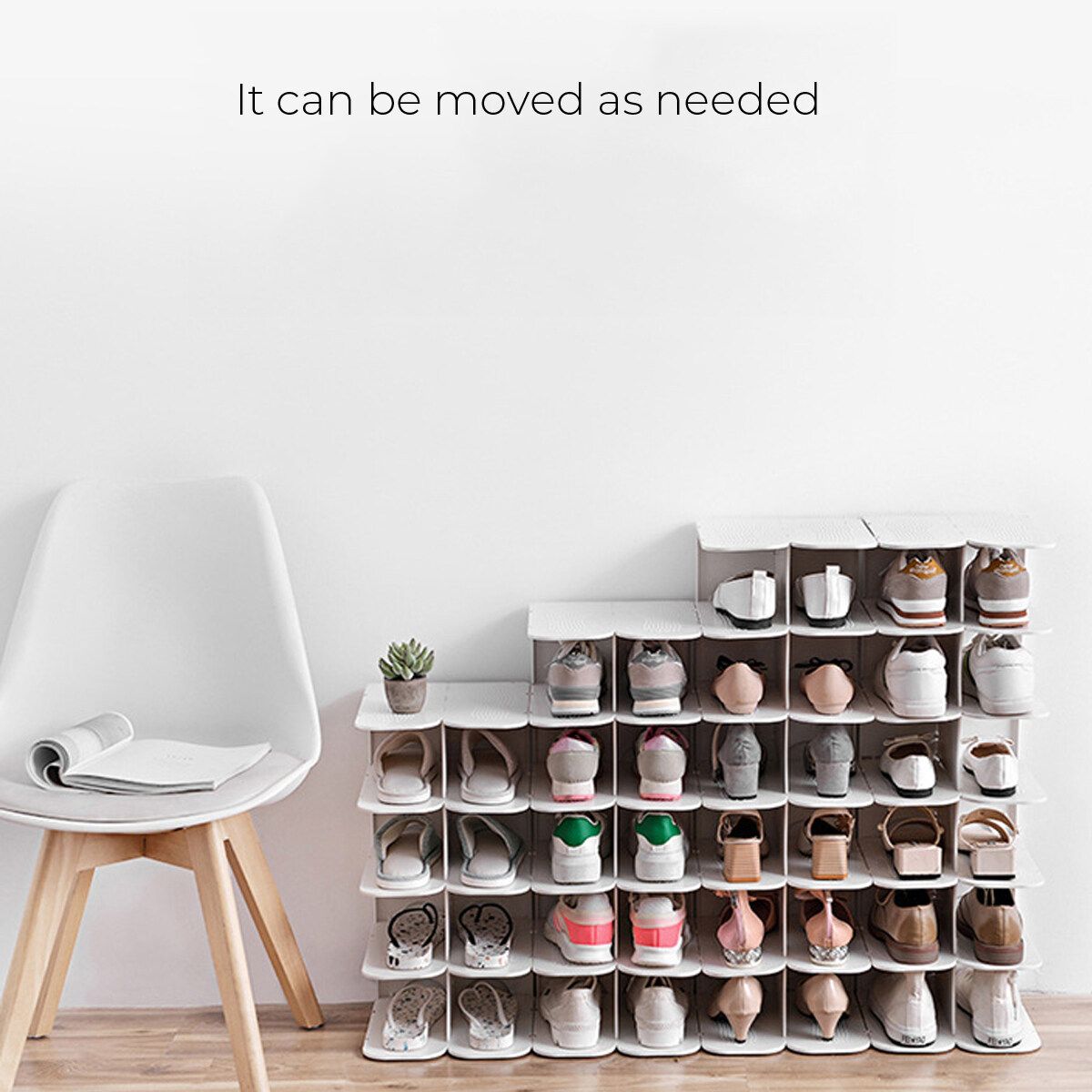 DIY Shoe Rack Organizer Stackable Tier Multipurpose Shelving Smart Storage Simple Multilayer White