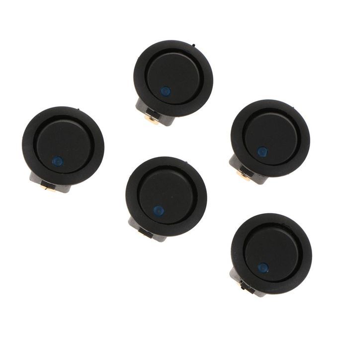 5 Pieces 12V 16A 3-PIN Dot Led Round Rocker Toggle Switch Blue Light